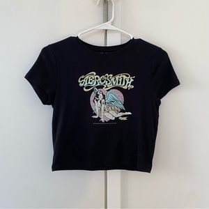 Black Aerosmith Crop Tee